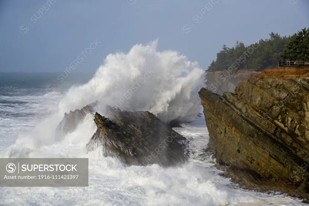 Storm surf at Shore Acres State Park on the southern Oregon coast.