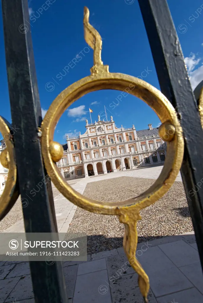 The Royal Palace of Aranjuez (Spanish: Palacio Real de Aranjuez) is a residence of the King of Spain, located in the town of Aranjuez (province of Madrid). The palace is open to the public as one of the Spanish royal sites.It was commissioned by Philip II and designed by Juan Bautista de Toledo and Juan de Herrera, who also designed El Escorial. It was completed during the reign of Ferdinand VI; Charles III had two wings added to it.The huge gardens, built to relieve its royal residents from