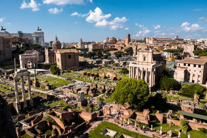 Ruins of the ancient Rome in the Roman Forum