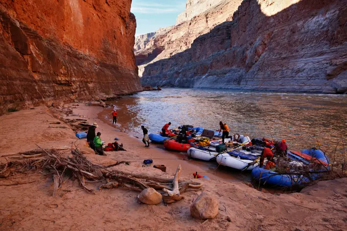 Rafters in Grand Canyon National Park, Arizona, United States.