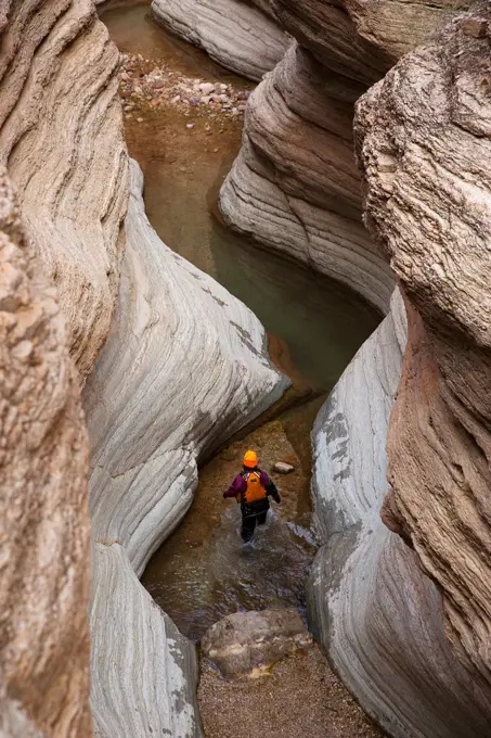 A hiker in Grand Canyon National Park, Arizona, United States.