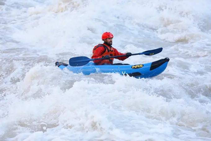 A kayaker in Lava Falls, Grand Canyon National Park, Arizona, United States.