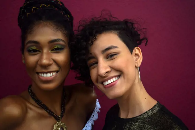 Two latin young women in the streets of Cali, Colombia