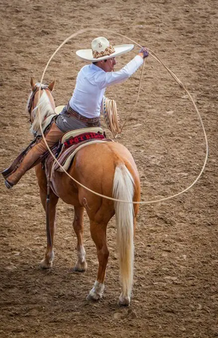 A charreada Mexican rodeo at the Lienzo Charro Zermeno, Guadalajara, Jalisco, Mexico