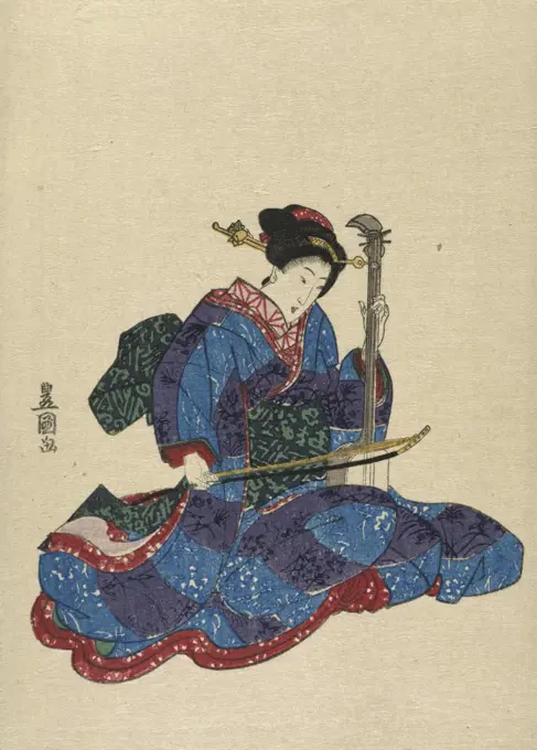 Shamisen  Utagawa Toyokuni (1767-1825/Japanese)  Woodblock print Private Collection 
