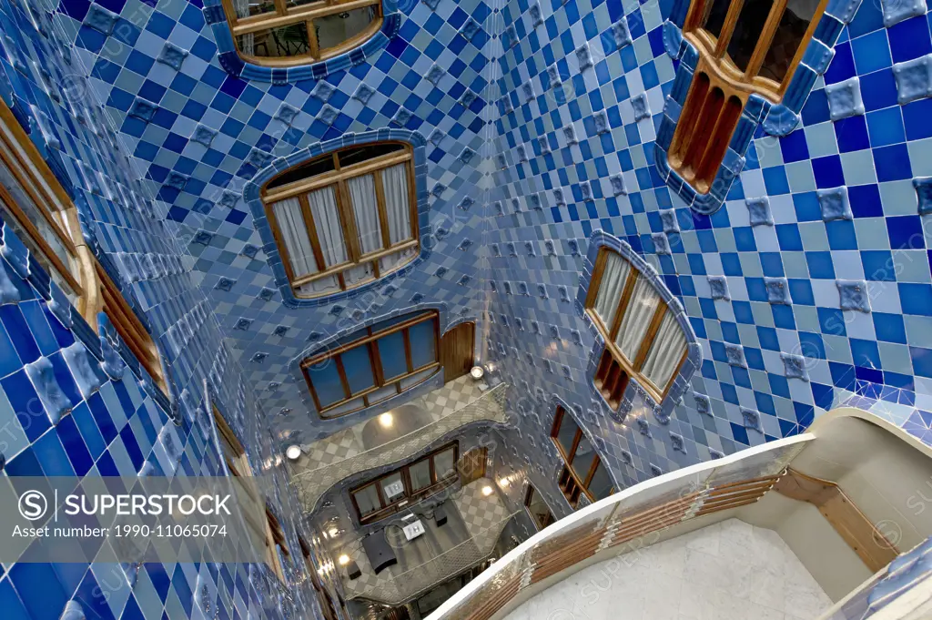 Light well of Casa Batllo by Antoni Gaudi, Barcelona, Spain