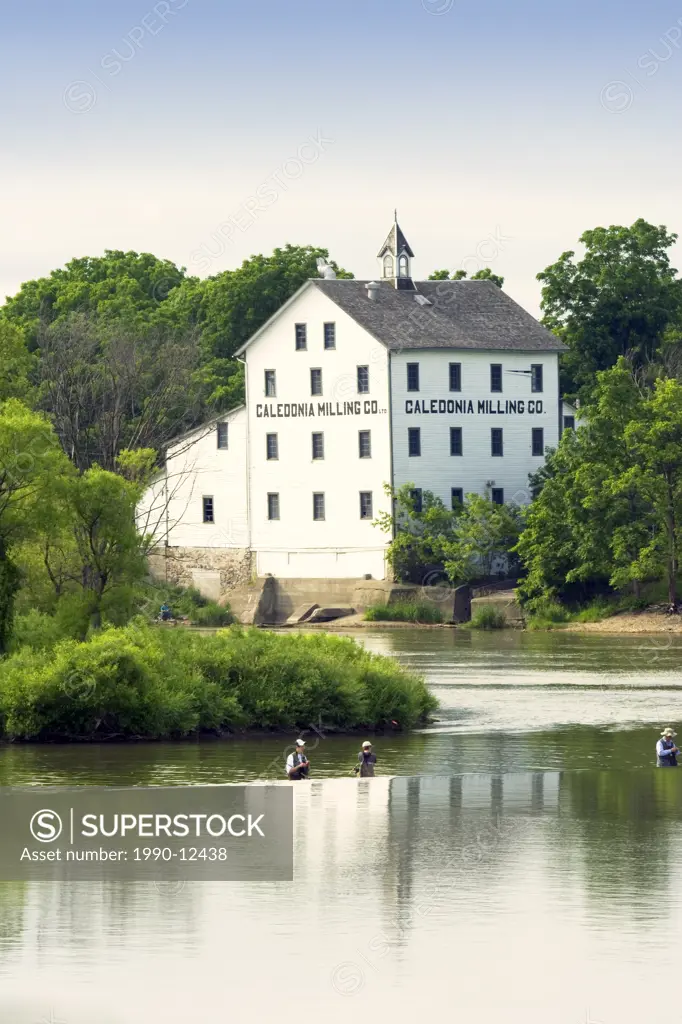 Fishing in front of the Caledonia Milling Company, Caledonia, Ontario, Canada