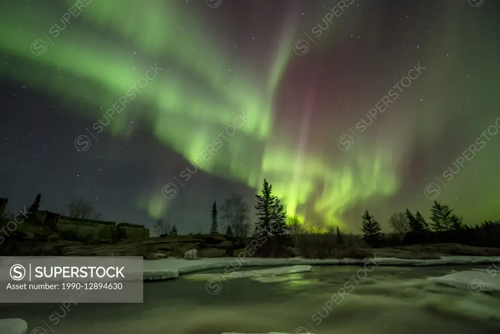 Northern Lights, Aurora, Aurora Borealis, Pinawa Dam, Manitoba, South East Manitoba, Canada, G8 Geomagnetic Storm March 17, 2015, Aurora Storm