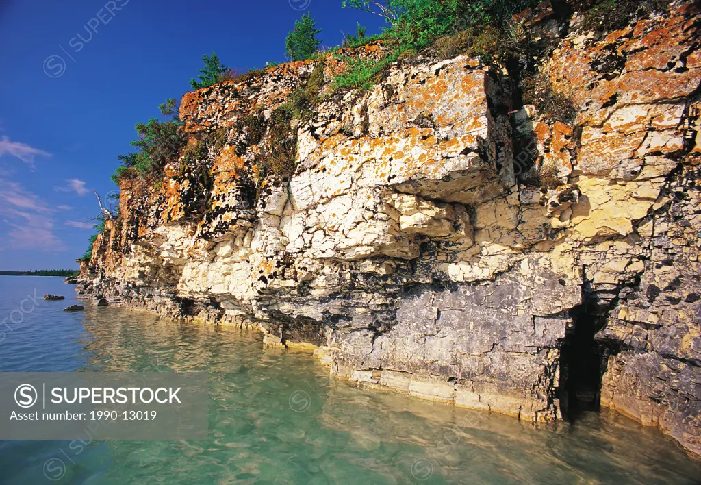 limestone cliffs, Little Limestone Lake, Manitoba, canada