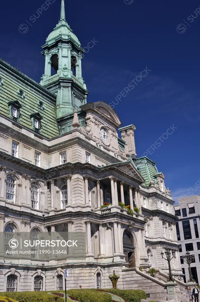 Montreal City Hall, Hotel de Ville, along Rue Notre_Dame, Old Montreal, Montreal, Quebec, Canada.