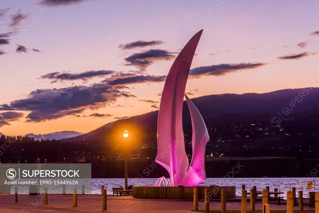 Sculpture called 'Spirit of Sail' by artist Robert Dow Reid, Kelowna, Okanagan Valley, British Columbia, Canada