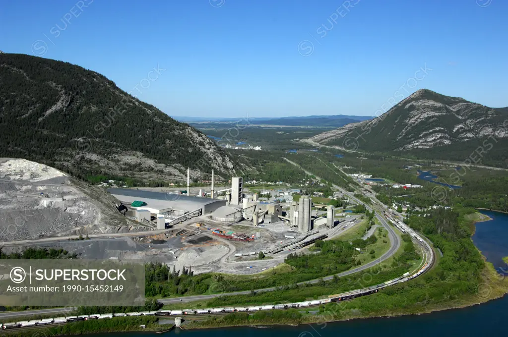 aerial, LaFarge cement plant, Exshaw, Alberta