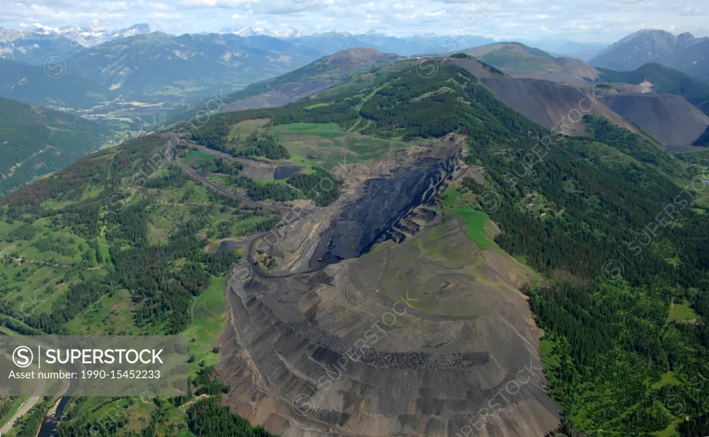 aerial, Teck Coal mine, Sparwood, BC