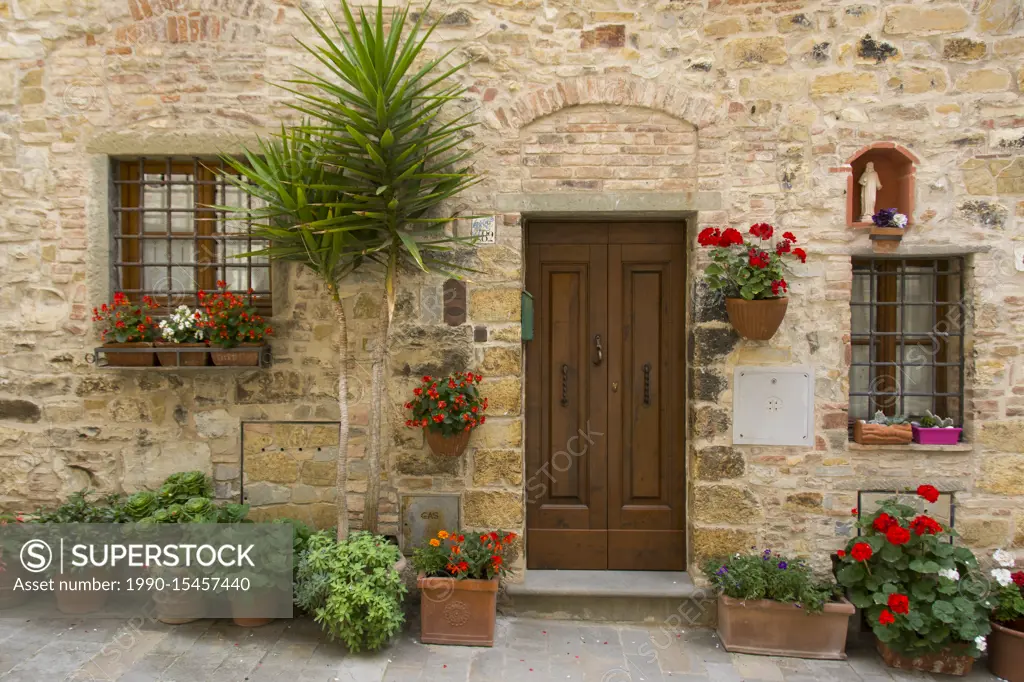 Doorway in old walled town of San Donato,Tavarnelle Val di Pesa, Tuscany, Italy