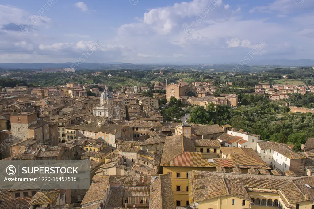 Views of Sienna, from the Torre del Mangia Siena , Tower of the Eater in Siena , Tuscany, Italy