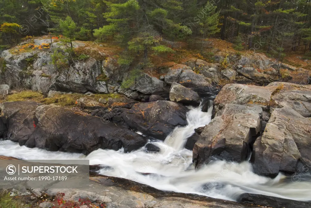 Black River at Victoria Fall formerly Ragged Rapids in the Queen Elizabeth II Wildlands Provincial Park in the Kawartha Highlands, Ontario