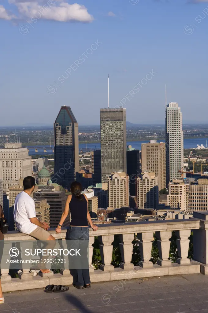 View of city form top of Mt  Royal, Montreal, Quebec, Canada