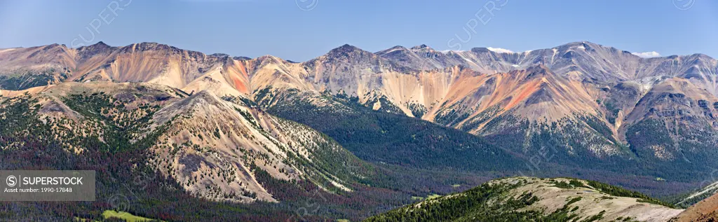 panorama of the Rainbow Range in Tweedsmuir Park in British Columbia Canada