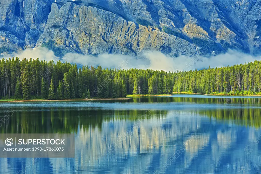 Reflection of Mt. Rundle in Two Jack Lake Banff National Park Alberta Canada