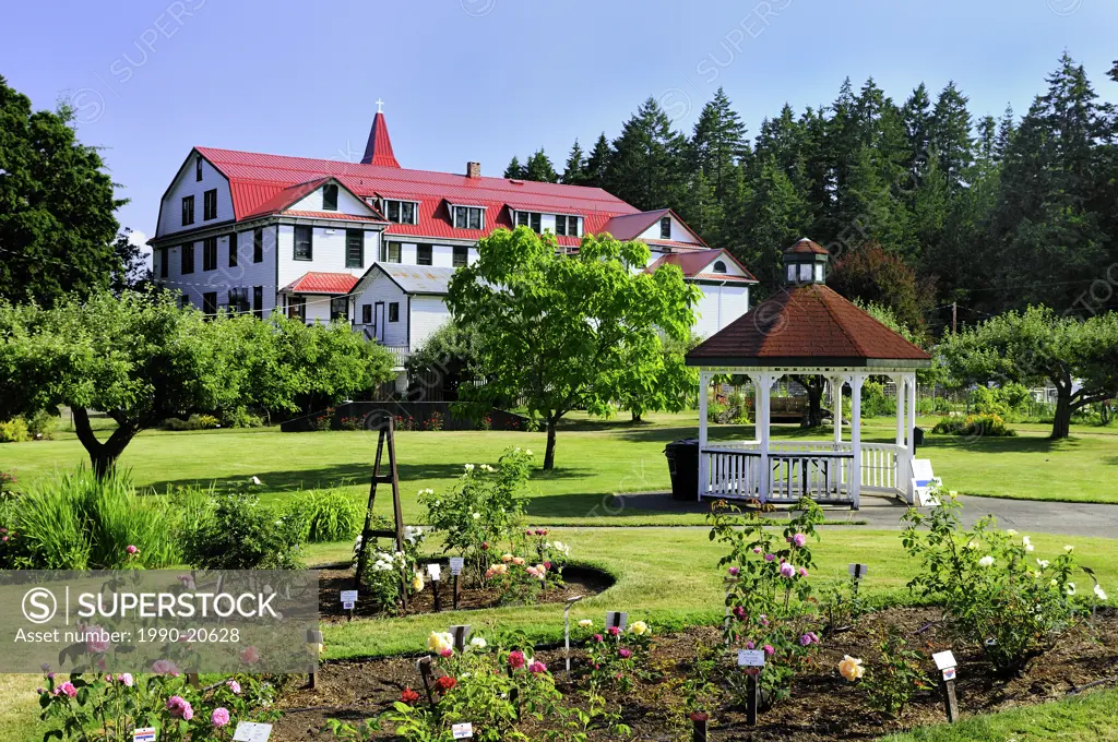 Gazebo and gardens at Providence Farm in Duncan, BC.