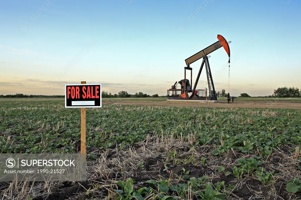 Pump jack with for sale sign.