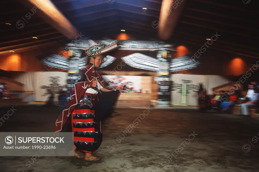 Alert Bay, Gwawina Dance group in big house, British Columbia, Canada