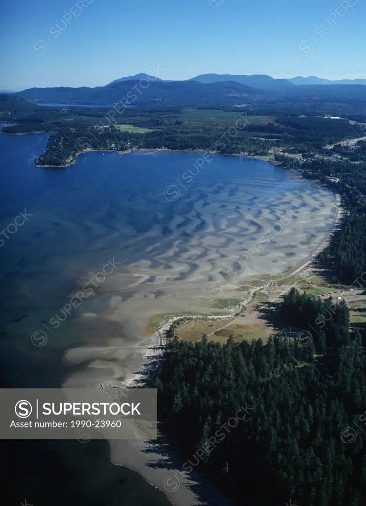 Aerial view of Rathtrevor Beach provincial park, Parksville, Vancouver Island, British Columbia, Canada