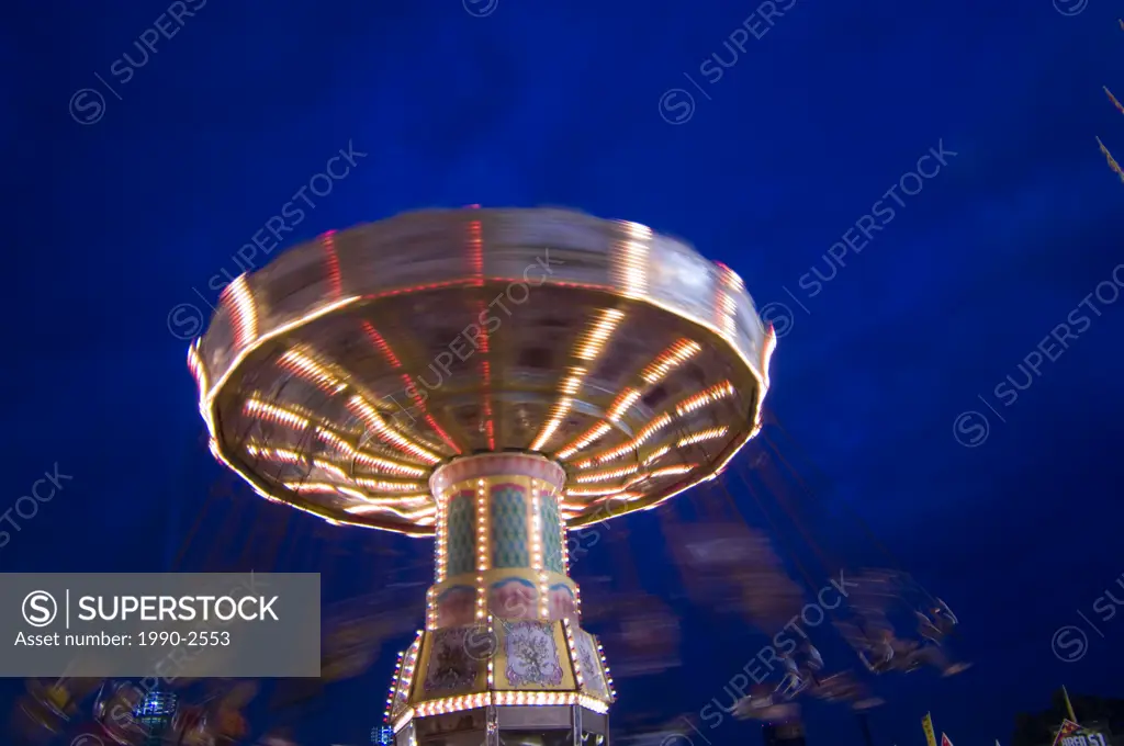 Canadian National Exhibition rides at night, Toronto, Ontario, Canada