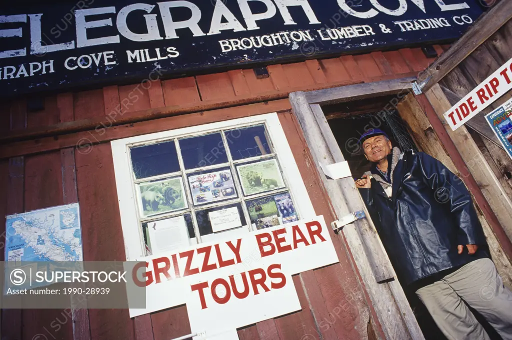 Entrepeneur in his shop in telegraph cove, Vancouver Island, British Columbia, Canada