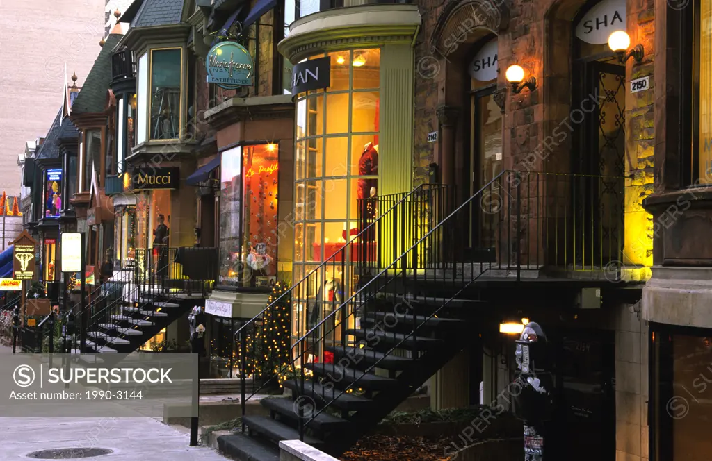 Crescent street in winter, Montreal, Quebec, Canada