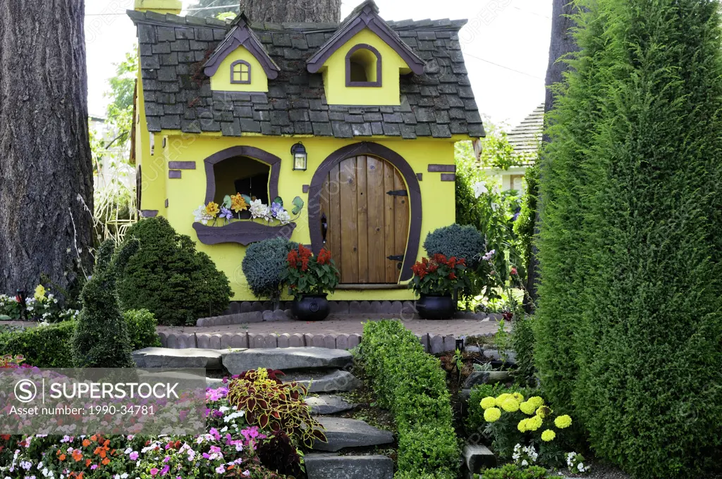 Small playhouse with garden in Chemainus, British Columbia, Canada