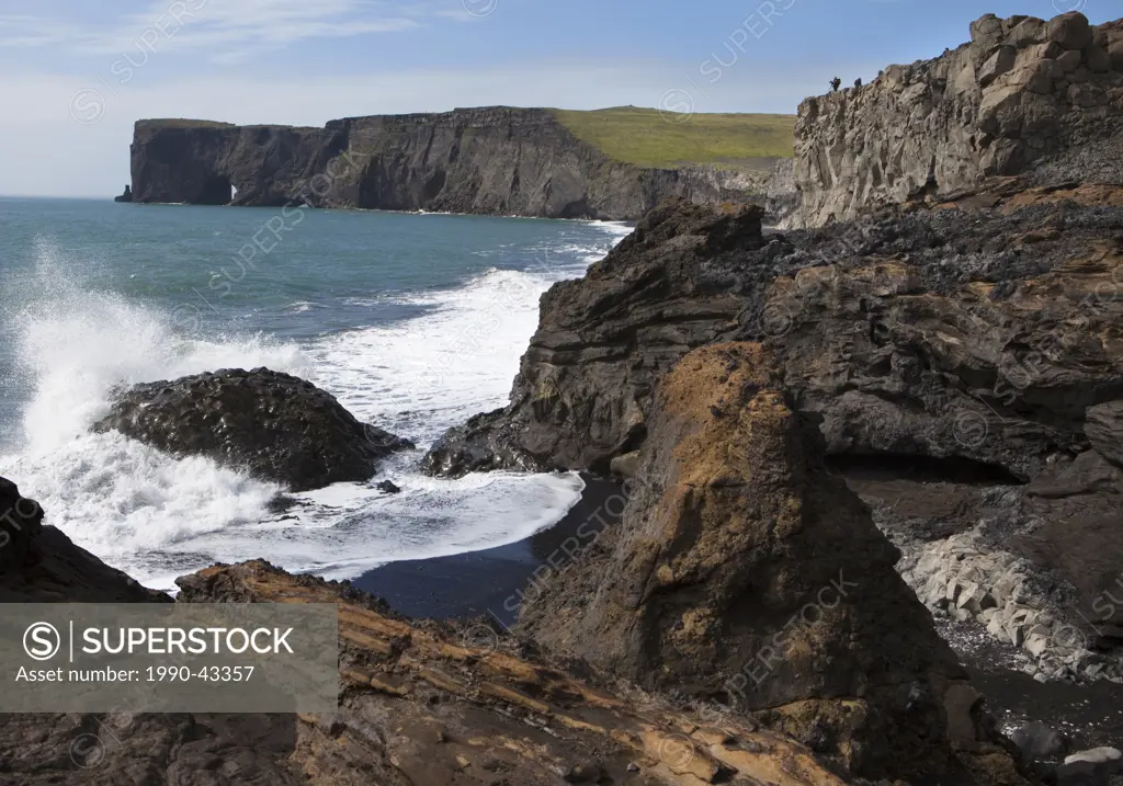 Dyrholaey, Black Sand Beach and Rocks, Iceland