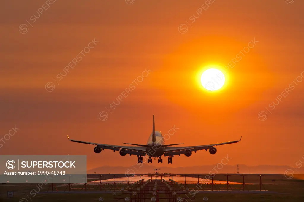 Boeing 747 landing on runway