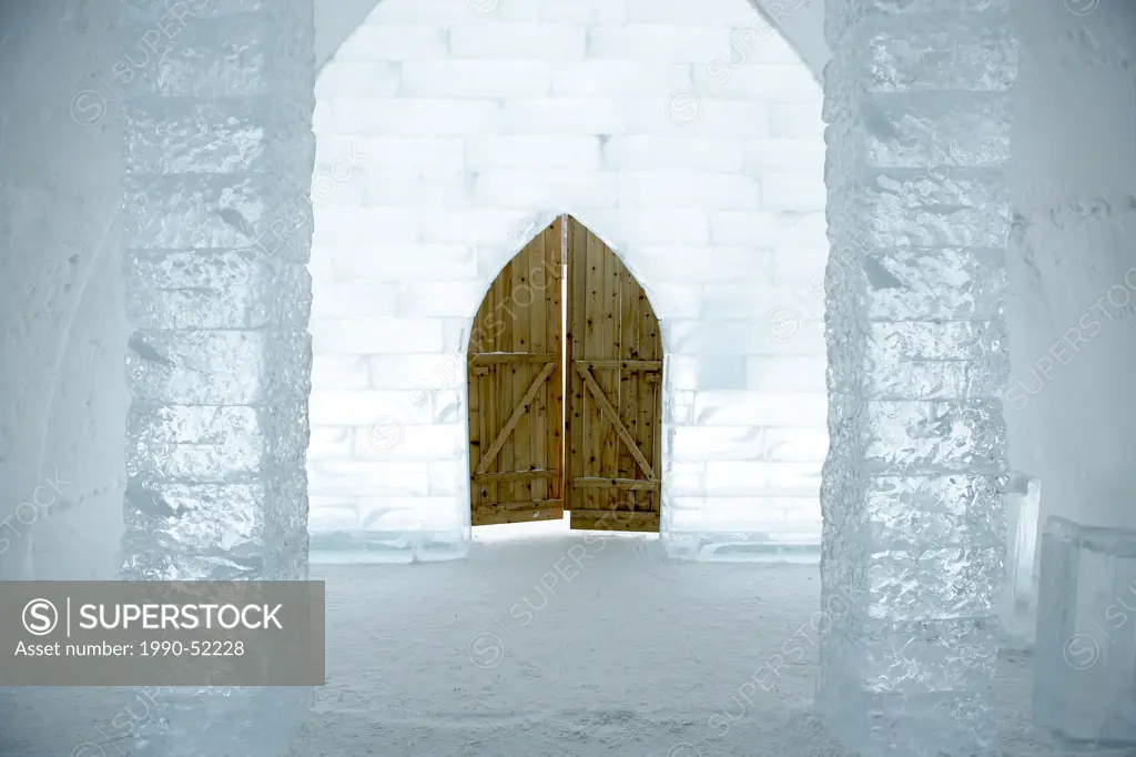 Ice hotel near Quebec City, Ste_Catherine_de_la_Jacques_Cartier, Quebec, Canada.