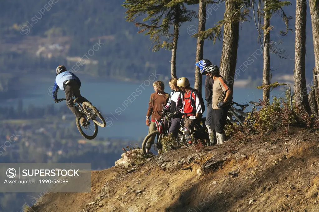 Mountain bikers, Whistler, British Columbia, Canada.