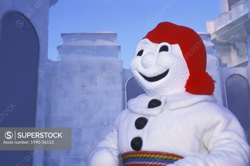 Bonhomme Carnaval, snowman character at Winter Carnival, Quebec City, Quebec, Canada. The Quebec Winter Carnival is the world´s largest winter carniva...