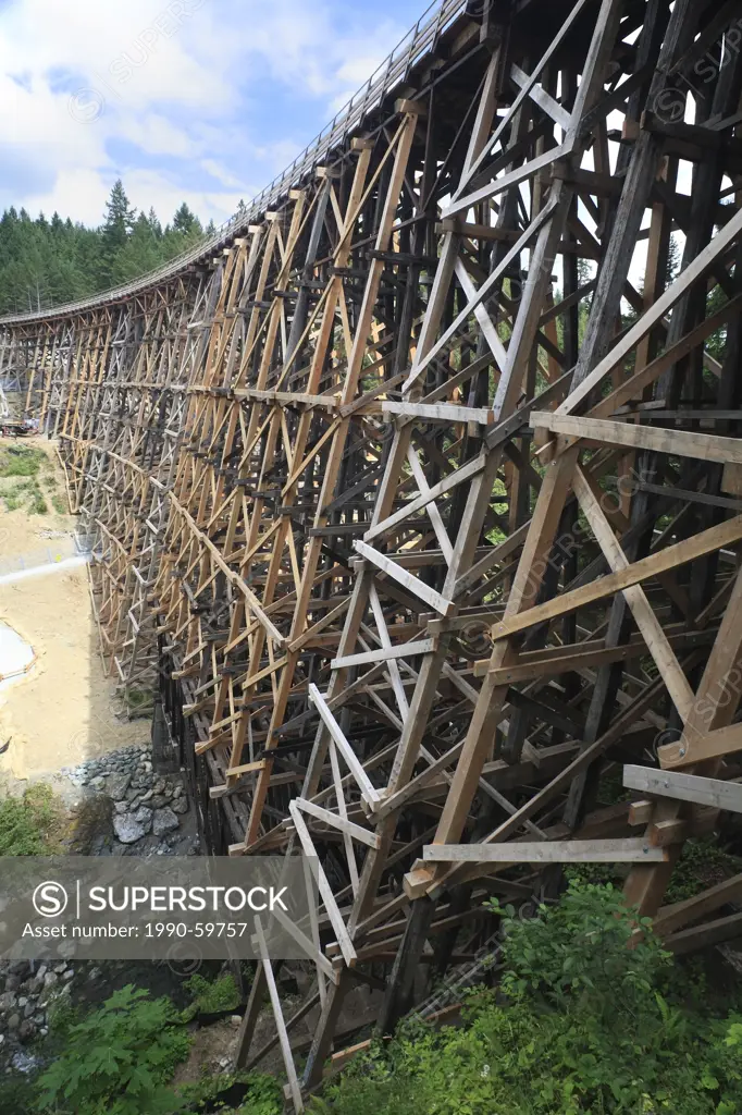 The recently restored Kinsol Trestle, also known as the Koksilah River Trestle. It is a wooden railway trestle located on Vancouver Island north of Sh...