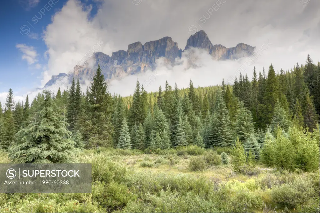 Castle Mountain, Canadian Rocky Mountains, Banff National Park, Alberta, Canada.