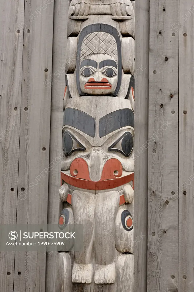 Frontal poles at Haida Museum, Haida Gwaii (Queen Charlotte Islands)- Skidegate, British Columbia, Canada