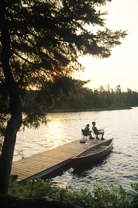Fishing, Lyons Lake, Whiteshell Provincial Park, Manitoba, Canada.