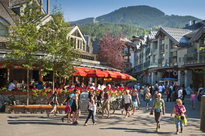 Whistler Village bustles with activity and visitors during the summer, 2010