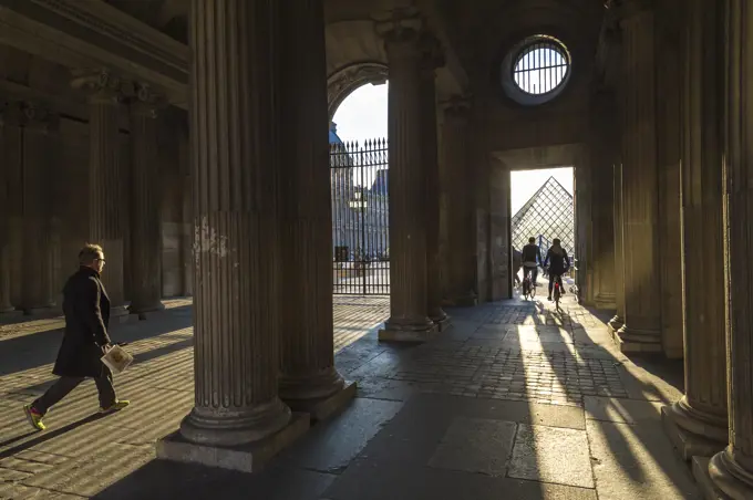 Louvre Pyramid at sunset