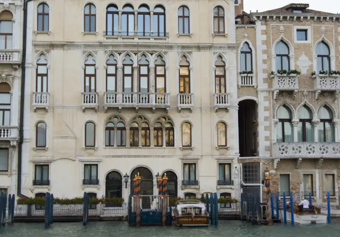 Water taxis in the Grand Canal, Venice, Italy