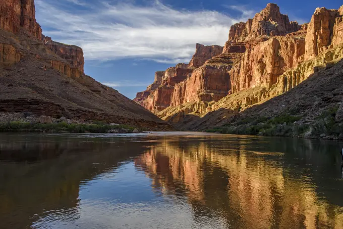 Grand Canyon cliff reflections in the Colorado River, Grand Canyon National Park, Arizona, USA