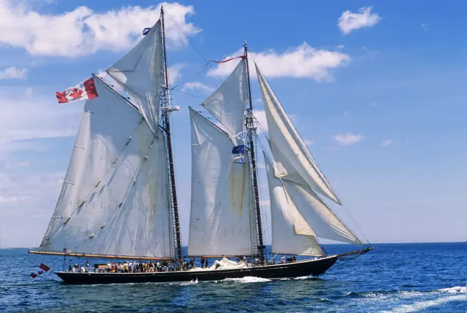 The Bluenose sailing in Halifax Harbour, Nova Scotia, Canada