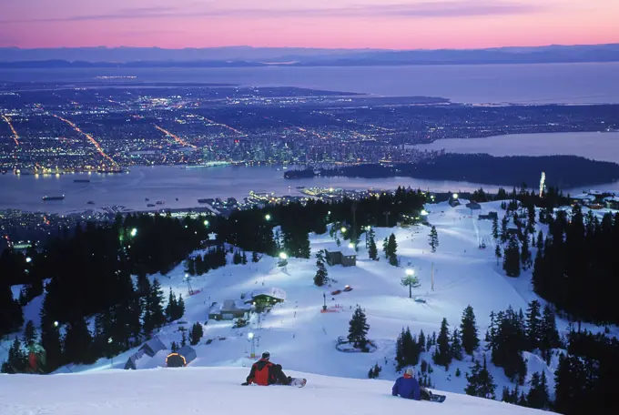 View of Vancouver from top of Grouse mountain, Vancouver, British Columbia, Canada