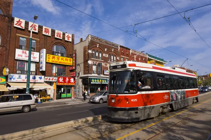 Toronto transit on Spadina Avenue, chinatown  Toronto, Ontario, Canada