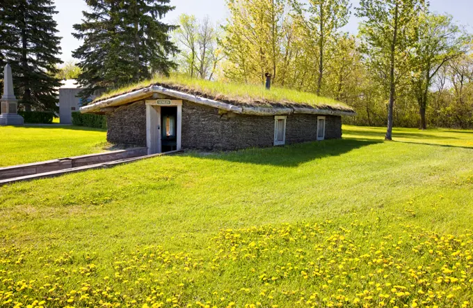 Pioneer sod house, Mennonite Heritage Village _ Steinbach, Manitoba, Canada