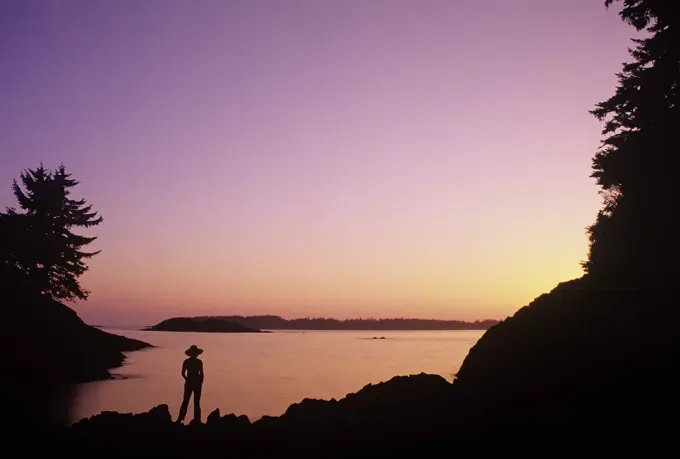 Sunset at Mackenzie Beach, Vancouver Island, British Columbia, Canada.