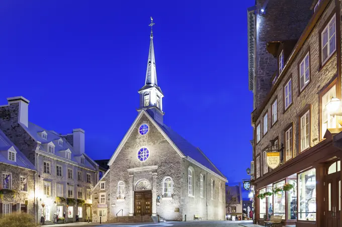 Notre-Dame-des-Victoires Church in Place Royale Square, Quebec City, Quebec, Canada